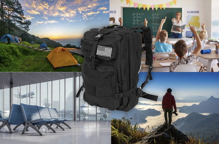 Taktisk ryggsäck 35L vattentålig MOLLE 5 fack svart + patch
