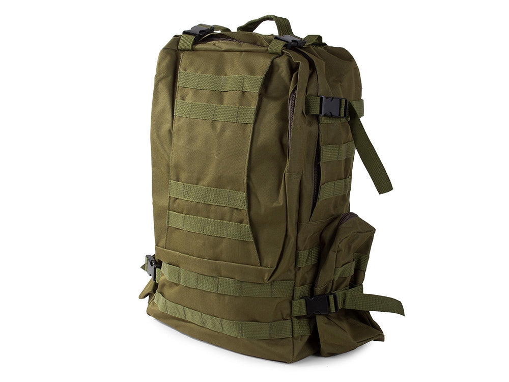 Taktisk ryggsäck 48,5 L grön med MOLLE, midjeväska och 2 sidofickor