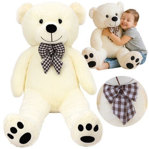 Teddybjörn 100 cm ecru plysch med rosett, 0+