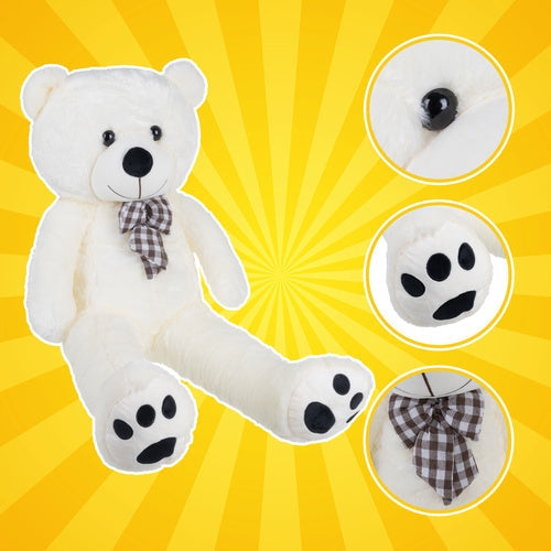 Teddybjörn 100 cm ecru plysch med rosett, 0+
