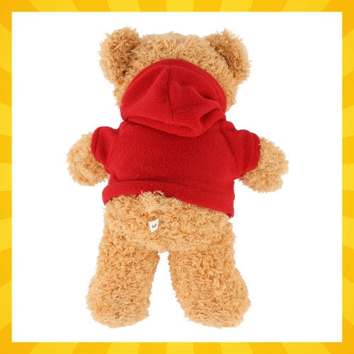 Teddybjörn 30 cm ljusbrun med röd tröja, kramdjur 0+