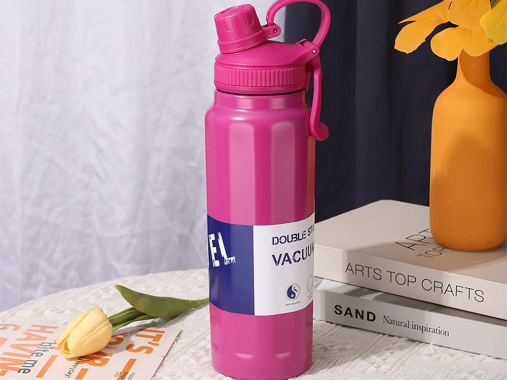 Termosflaska 700 ml rostfritt stål dubbelvägg med vikbart handtag