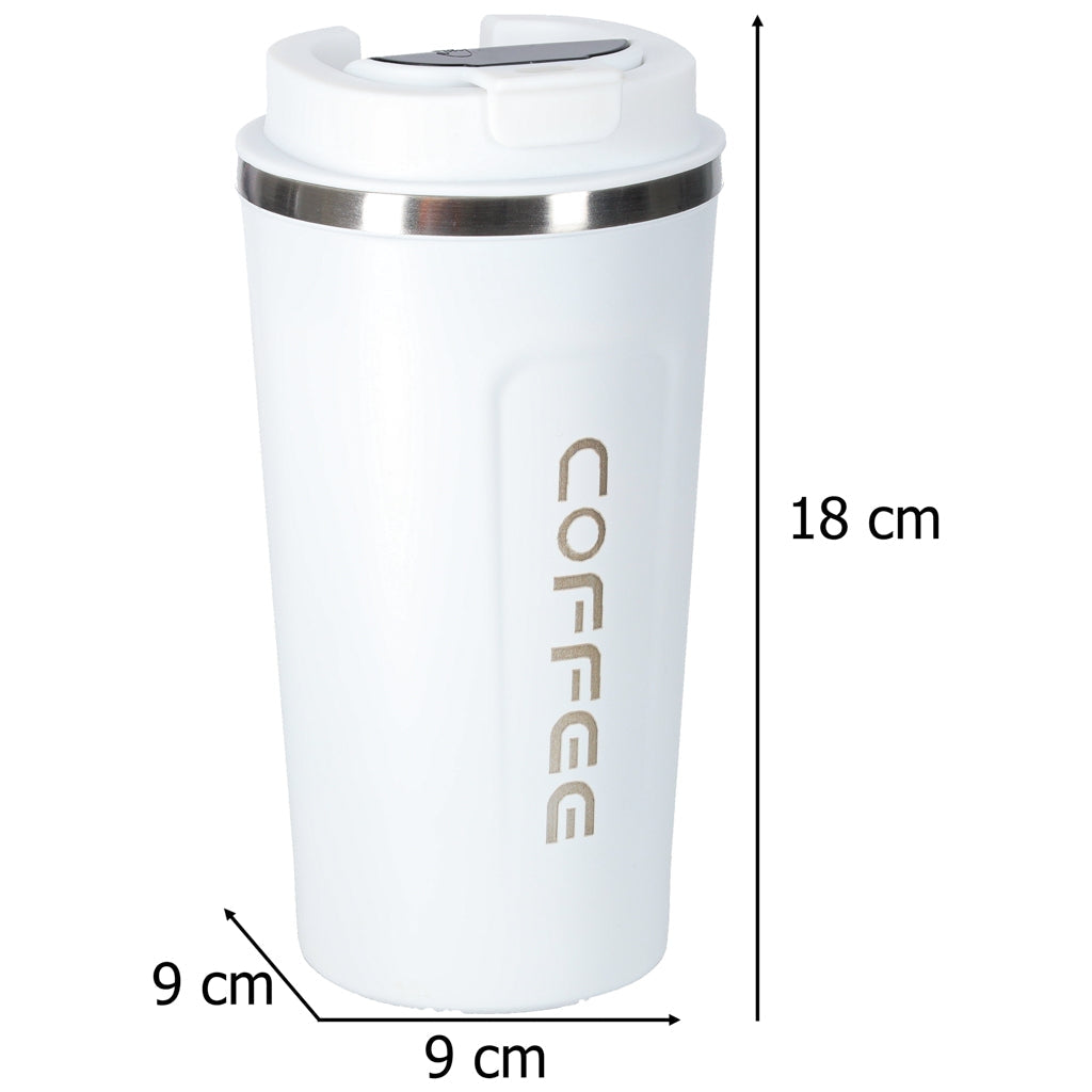 Termosmugg 500 ml med LED-temperaturdisplay, rostfritt stål vit