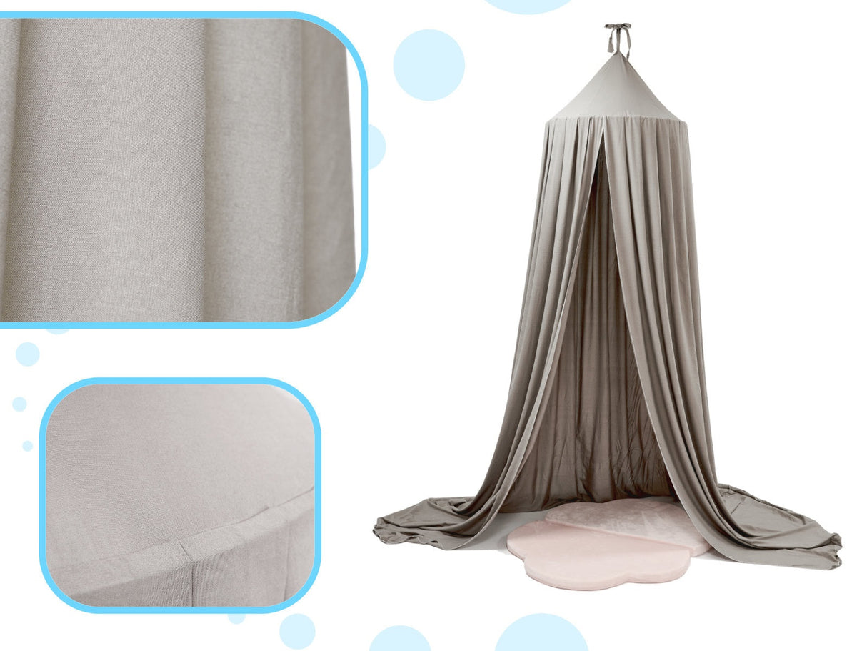 Tipi sängbaldakin för barn grå polyester 290 cm med monteringsset