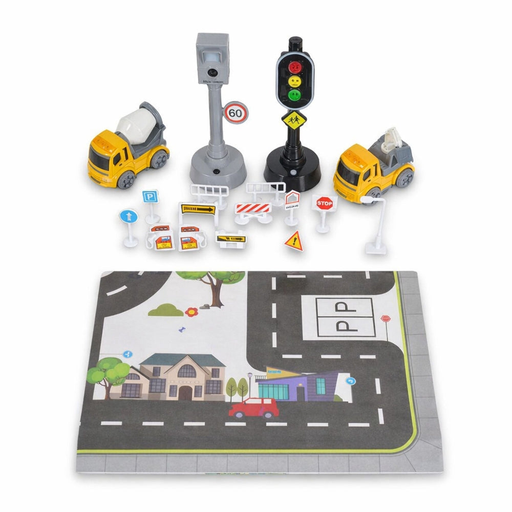 Trafikljus pedagogiskt set med ljus/ljud, vägmatta 57x44 cm