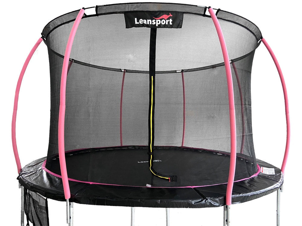 Trampolin 487 cm 16ft med säkerhetsnät 180 cm och stege svart/rosa