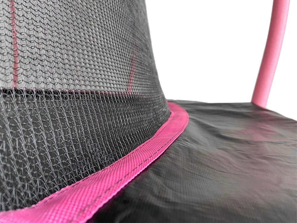 Trampolin 487 cm 16ft med säkerhetsnät 180 cm och stege svart/rosa
