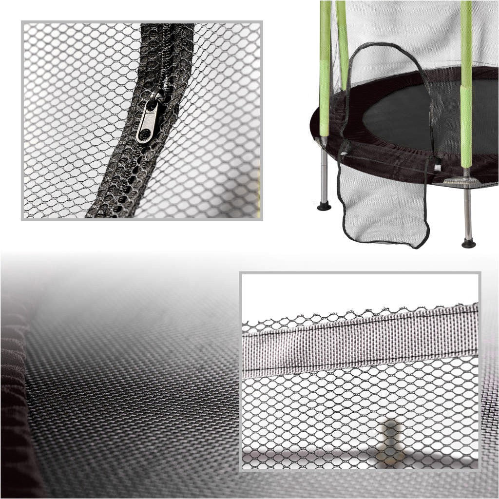 Trampolin för barn 140 cm med säkerhetsnät, 10 bollar, 150 kg