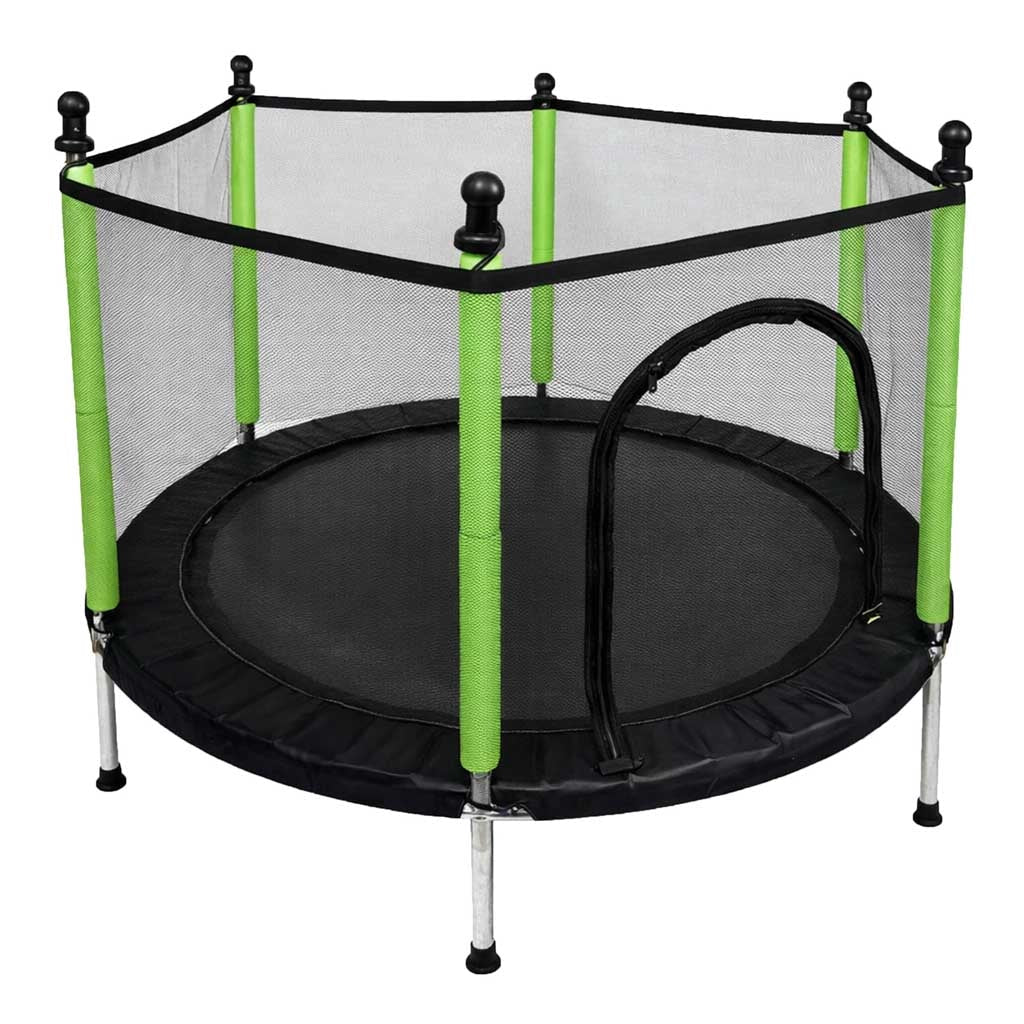 Trampolin för barn 140 cm med säkerhetsnät, 10 bollar, 150 kg