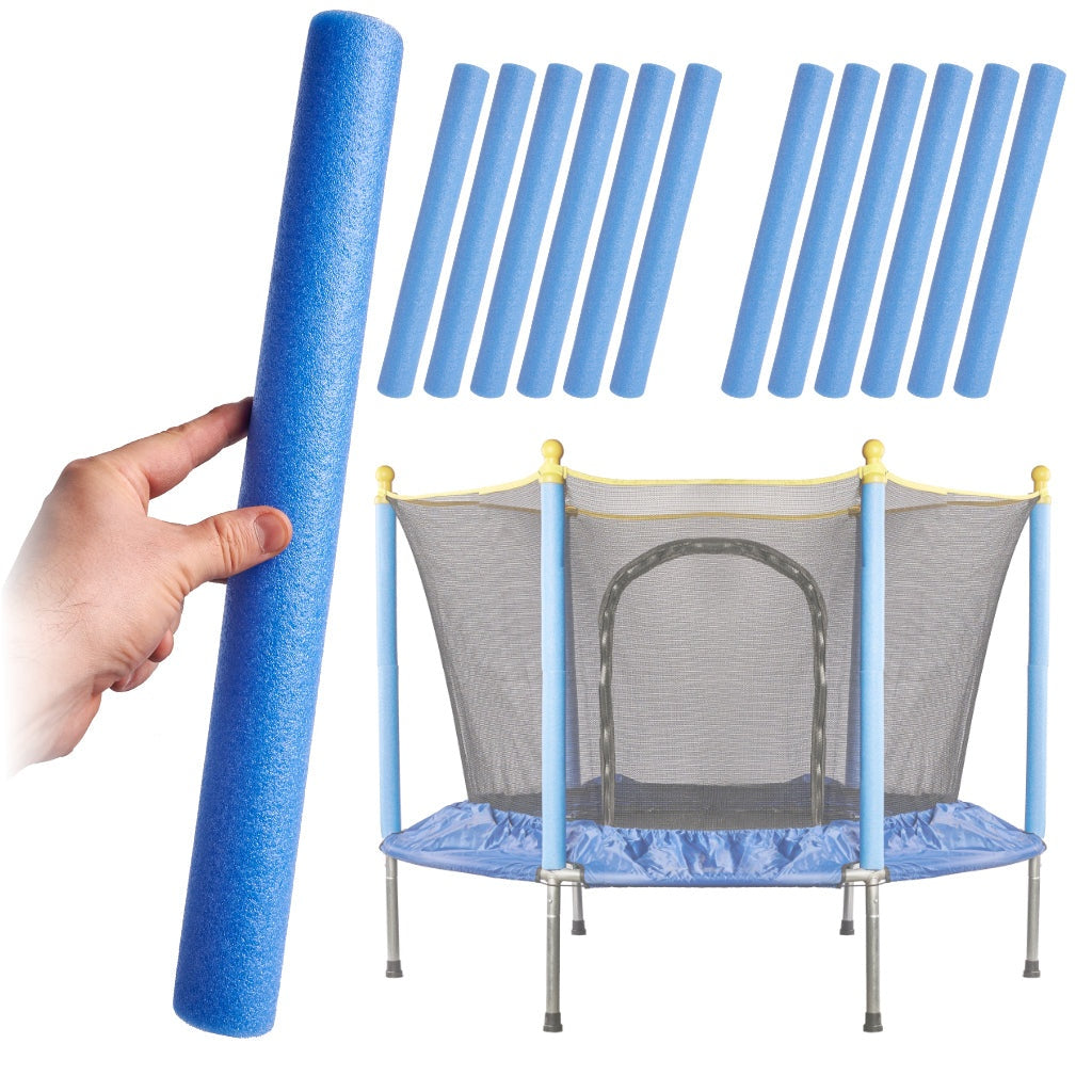 Trampolinstolpskydd skum 12-pack 41 cm blå, passar de flesta trampoliner