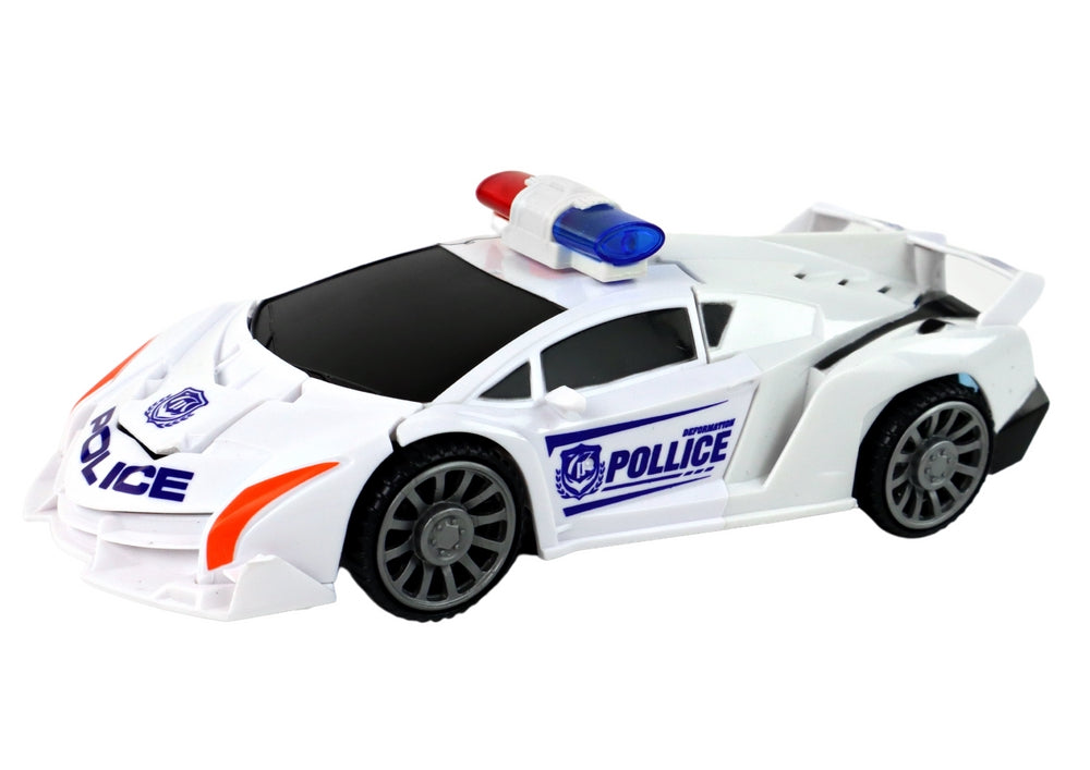 Transformers leksaksbil 2-i-1 polisbil till robot med ljus & ljud vit
