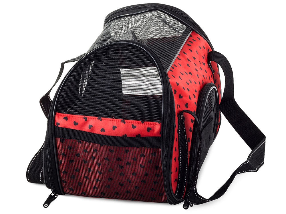 Transportväska hund/katt 41x23x27 cm med insats, röd