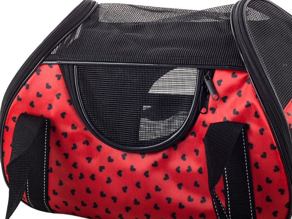 Transportväska hund/katt 41x23x27 cm med insats, röd
