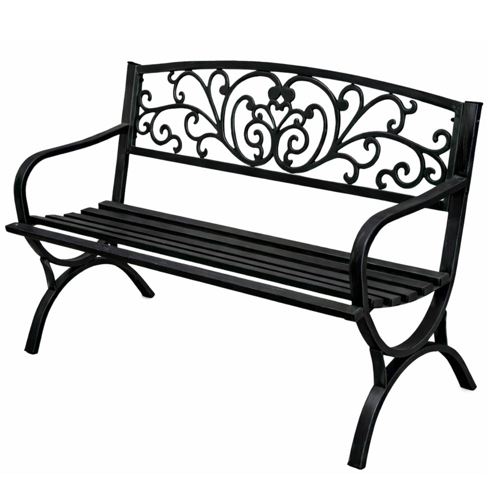 Trädgårdsbänk i metall 2-sits 127x60x85 cm max 220 kg