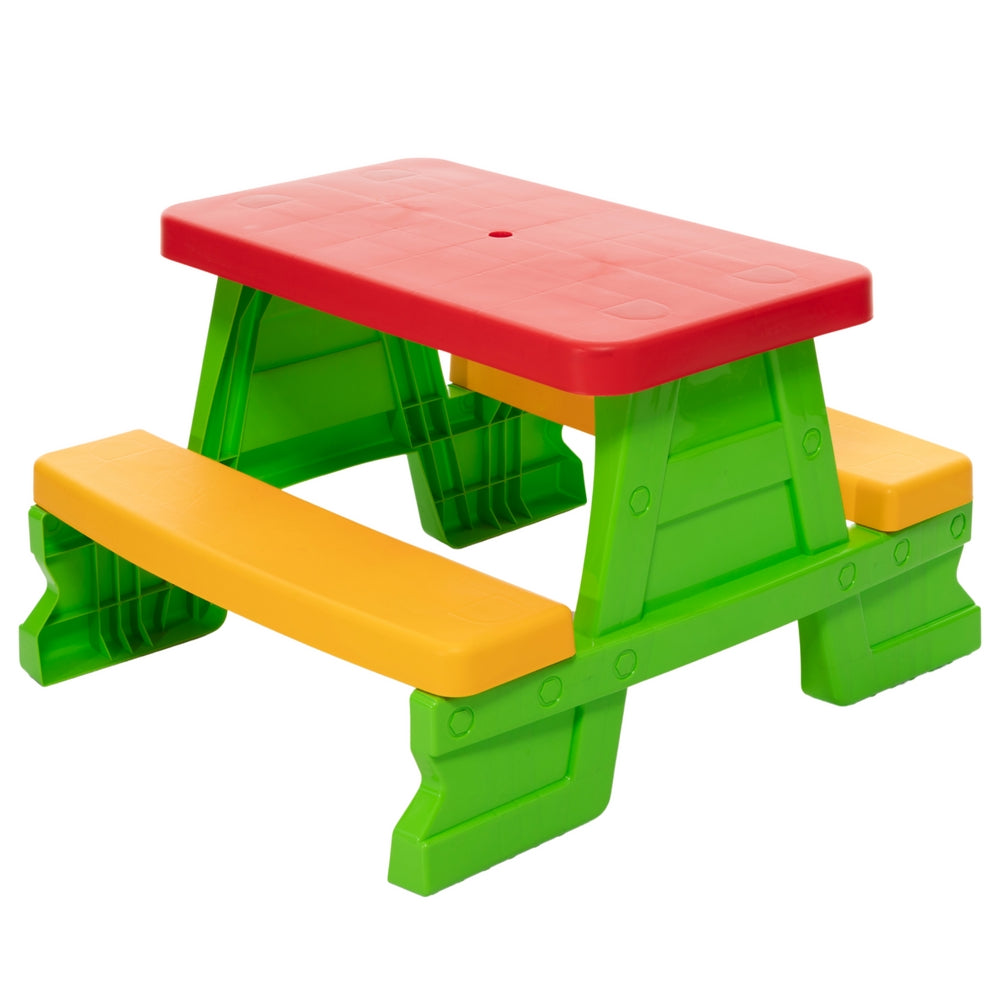 Trädgårdsbord med bänkar för barn, grön, för utomhusbruk