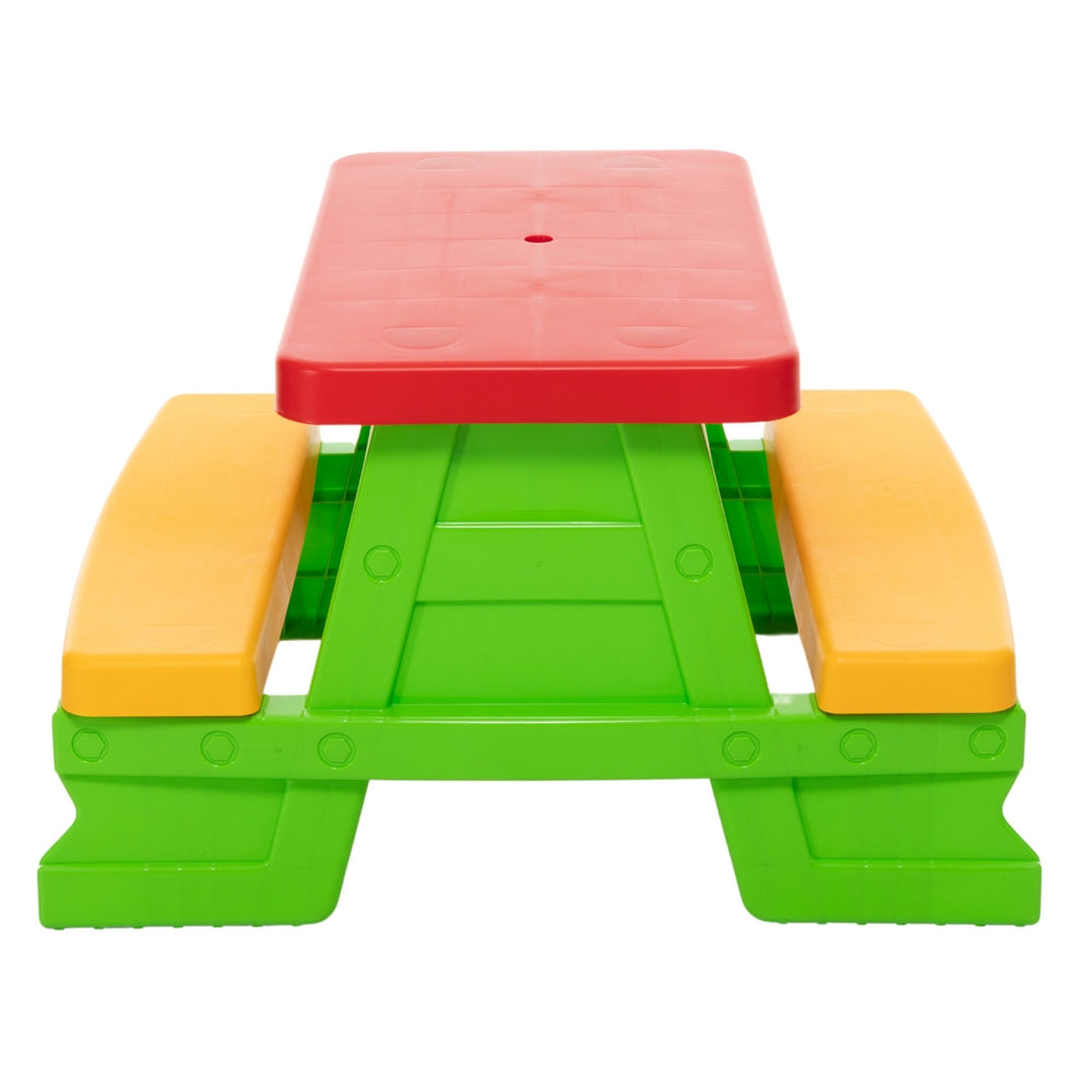 Trädgårdsbord med bänkar för barn, grön, för utomhusbruk