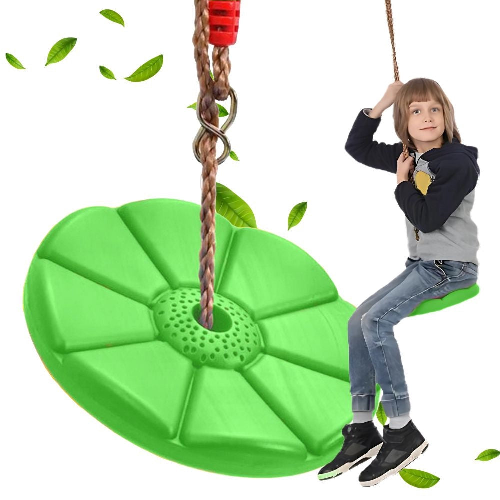 Trädgårdsgunga för barn blomformad sits Ø27 cm grön 75 kg