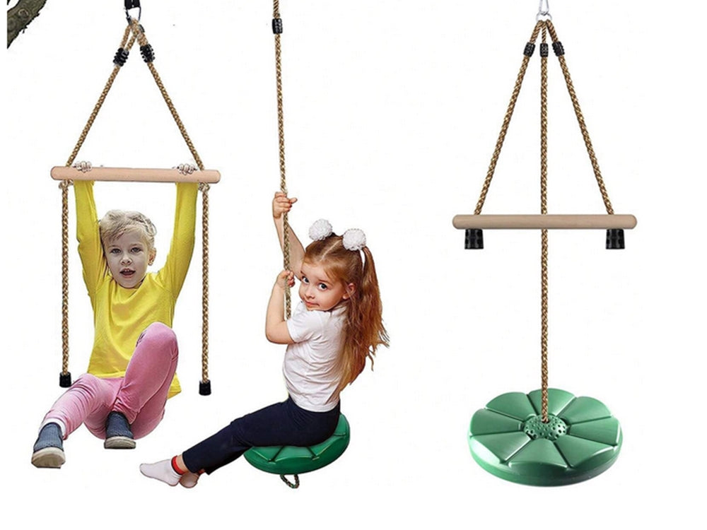 Trädgårdsgunga rund Ø30 cm grön max 75 kg rep 190 cm