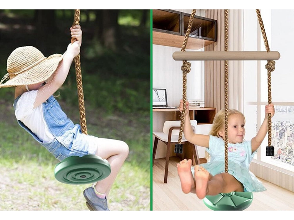 Trädgårdsgunga rund Ø30 cm grön max 75 kg rep 190 cm