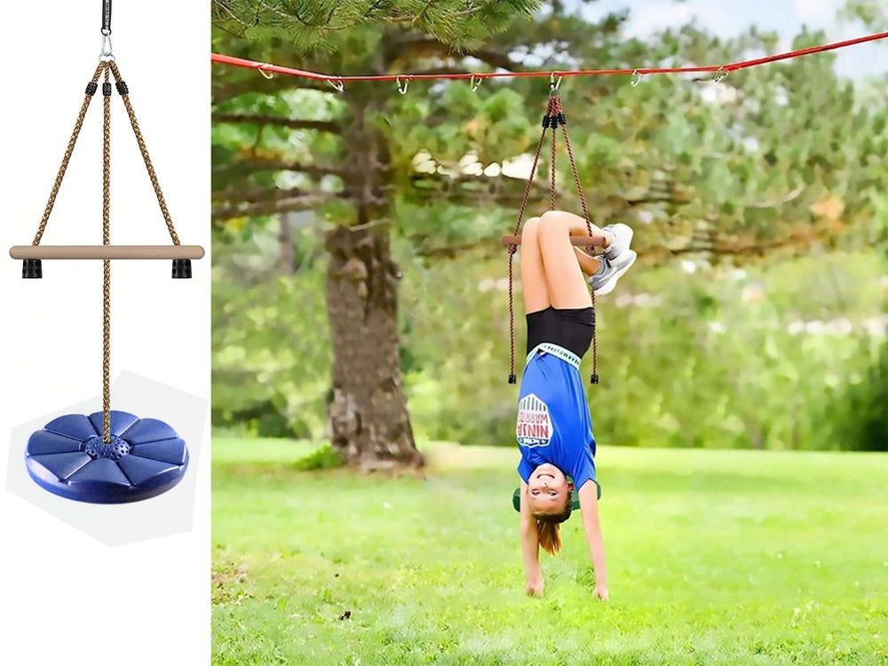 Trädgårdsgunga rund blå Ø30 cm rep upp till 190 cm max 75 kg