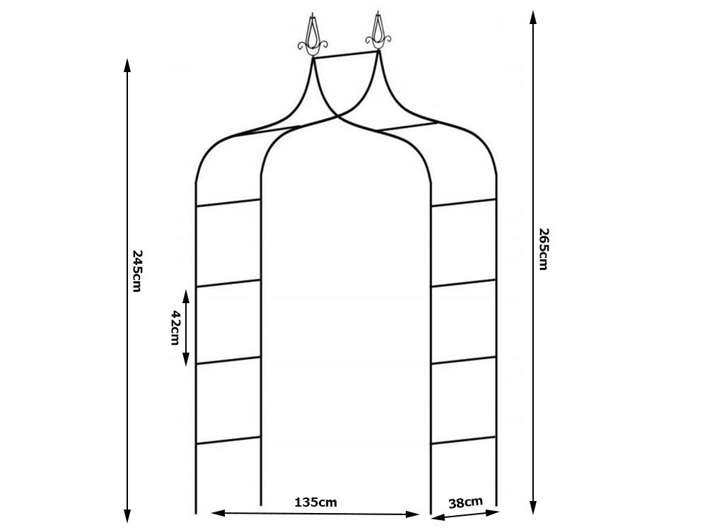 Trädgårdspergola båge växtstöd pulverlackerat stål mörkgrön 265 cm
