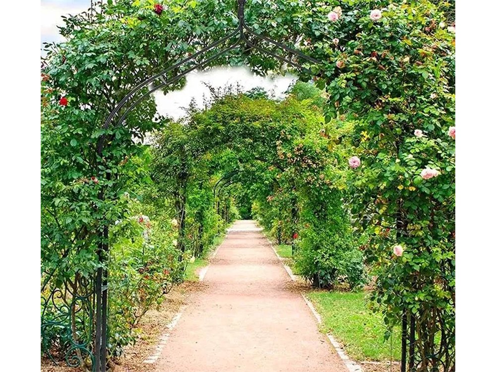 Trädgårdspergola båge växtstöd pulverlackerat stål mörkgrön 265 cm