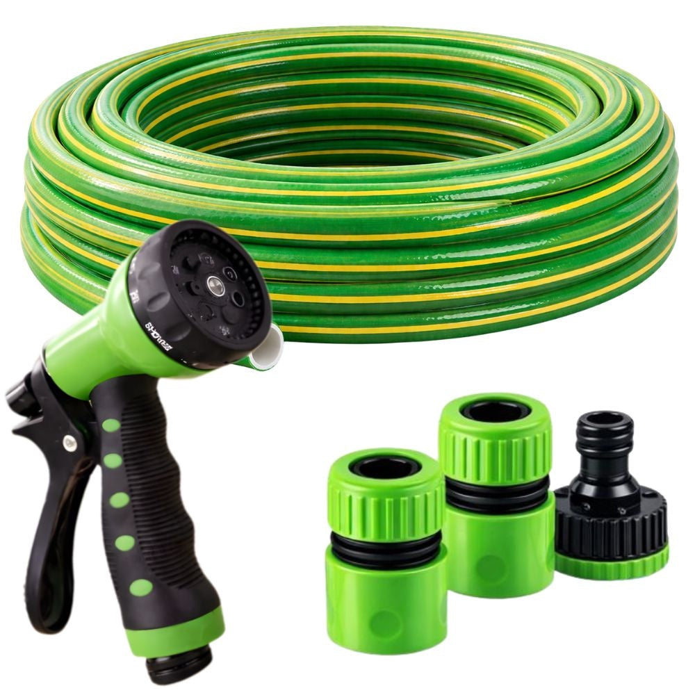 Trädgårdsslang 1/2 tum 30 m med spraypistol 7 lägen + 3 kopplingar