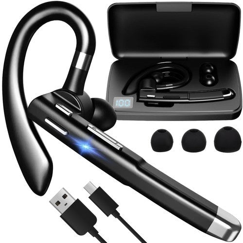 Trådlösa Bluetooth-hörlurar med powerbank-fodral display svart