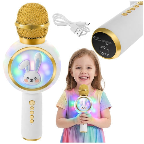 Trådlös karaoke mikrofon för barn Bluetooth 5.1 5W LED vit