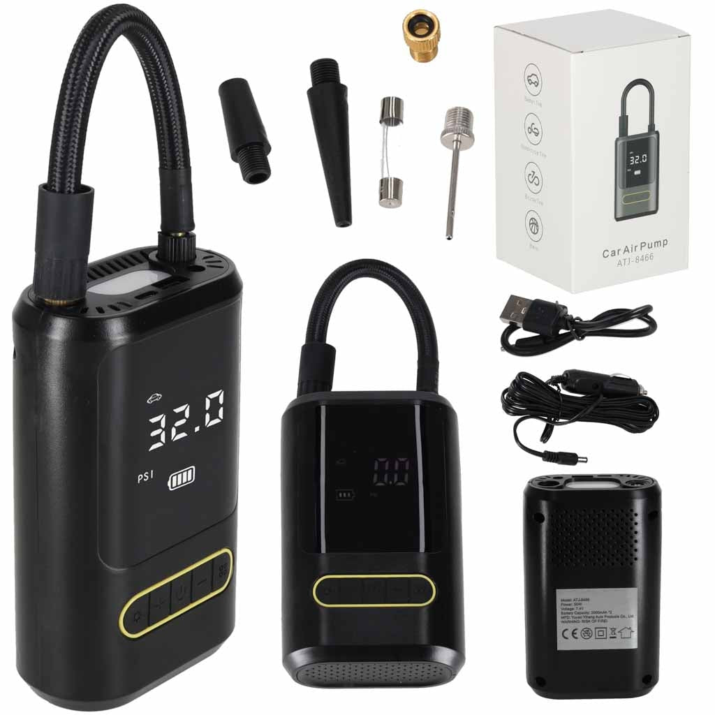 Trådlös minikompressor 150 PSI med digital display, powerbank USB-C