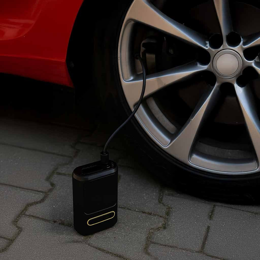 Trådlös minikompressor 150 PSI med digital display, powerbank USB-C