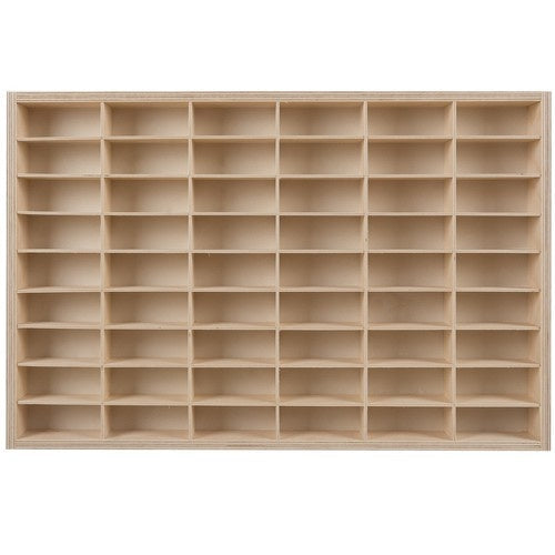 Trähylla för leksaksbilar 54 fack plywood furu 60x40 cm