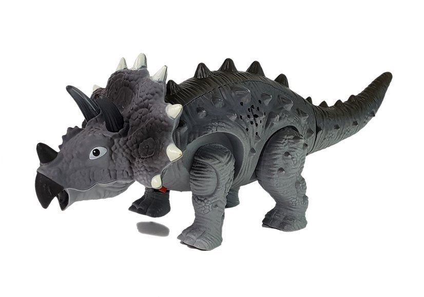 Triceratops dinosaurieleksak med ljus och ljud, går, batteridriven