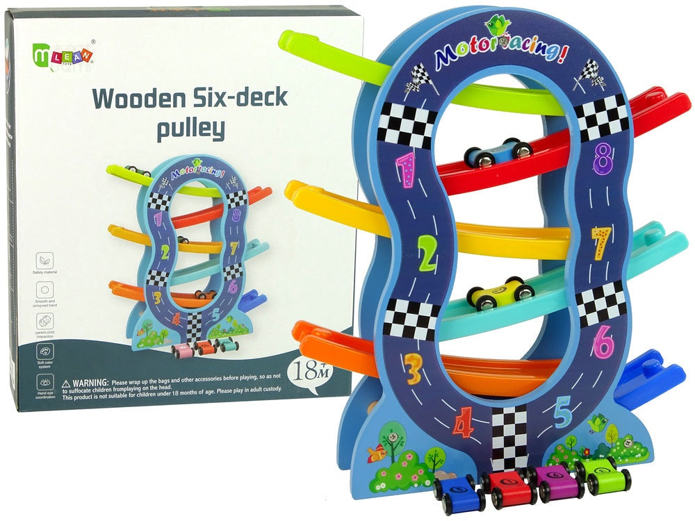 Träleksak bilramp med 8 bilar och siffror 1-8, från 18 mån