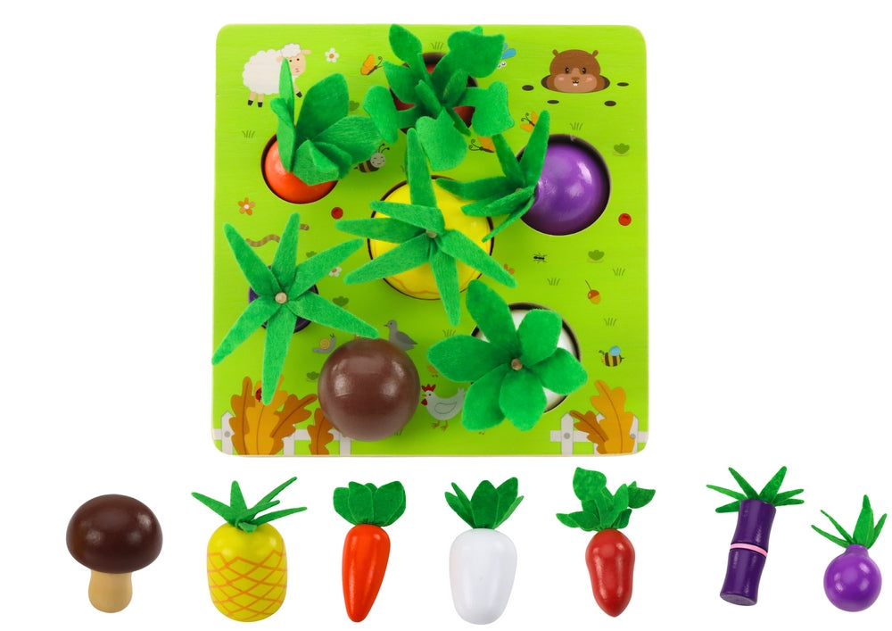 Trä memoryspel frukt & grönsaker 7 figurer + 7 dubbelsidiga kort 3+