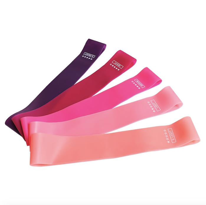 Träningsband latex 5-pack motståndsband 2,2–18 kg 600x50 mm