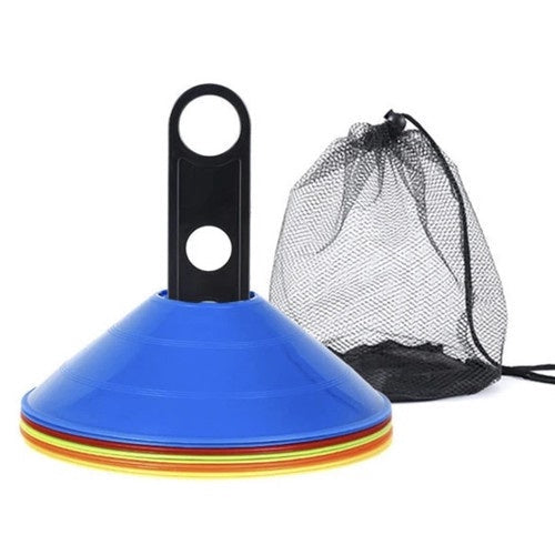 Träningskoner 50-pack 20 cm med hållare och väska, 5 färger