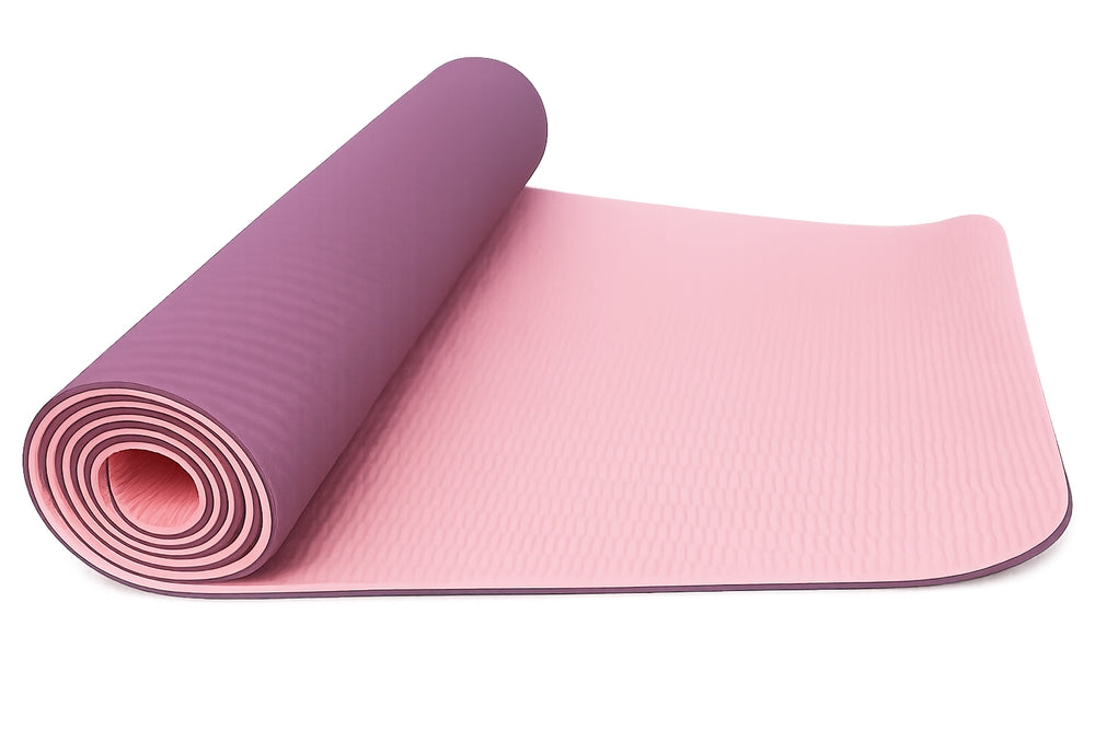 Träningsmatta 183x60 cm 0,6 cm skum rosa/lila med bärväska