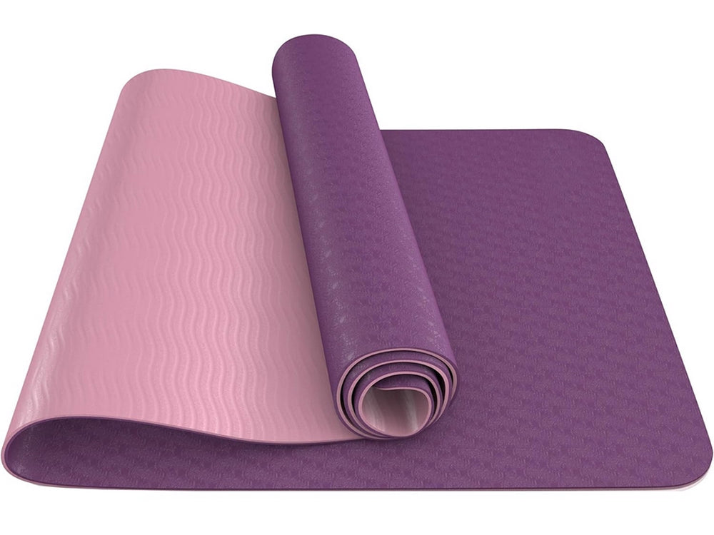 Träningsmatta 183x60 cm 0,6 cm skum rosa/lila med bärväska