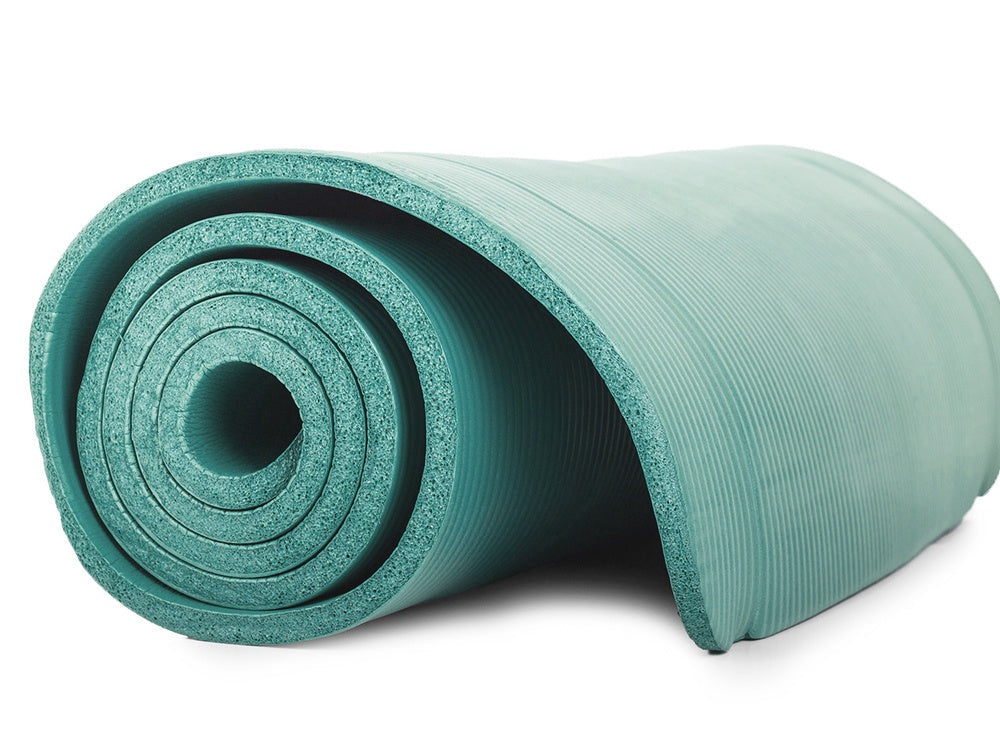 Träningsmatta yoga 180x60 cm 1 cm halksäker plast grön med rem