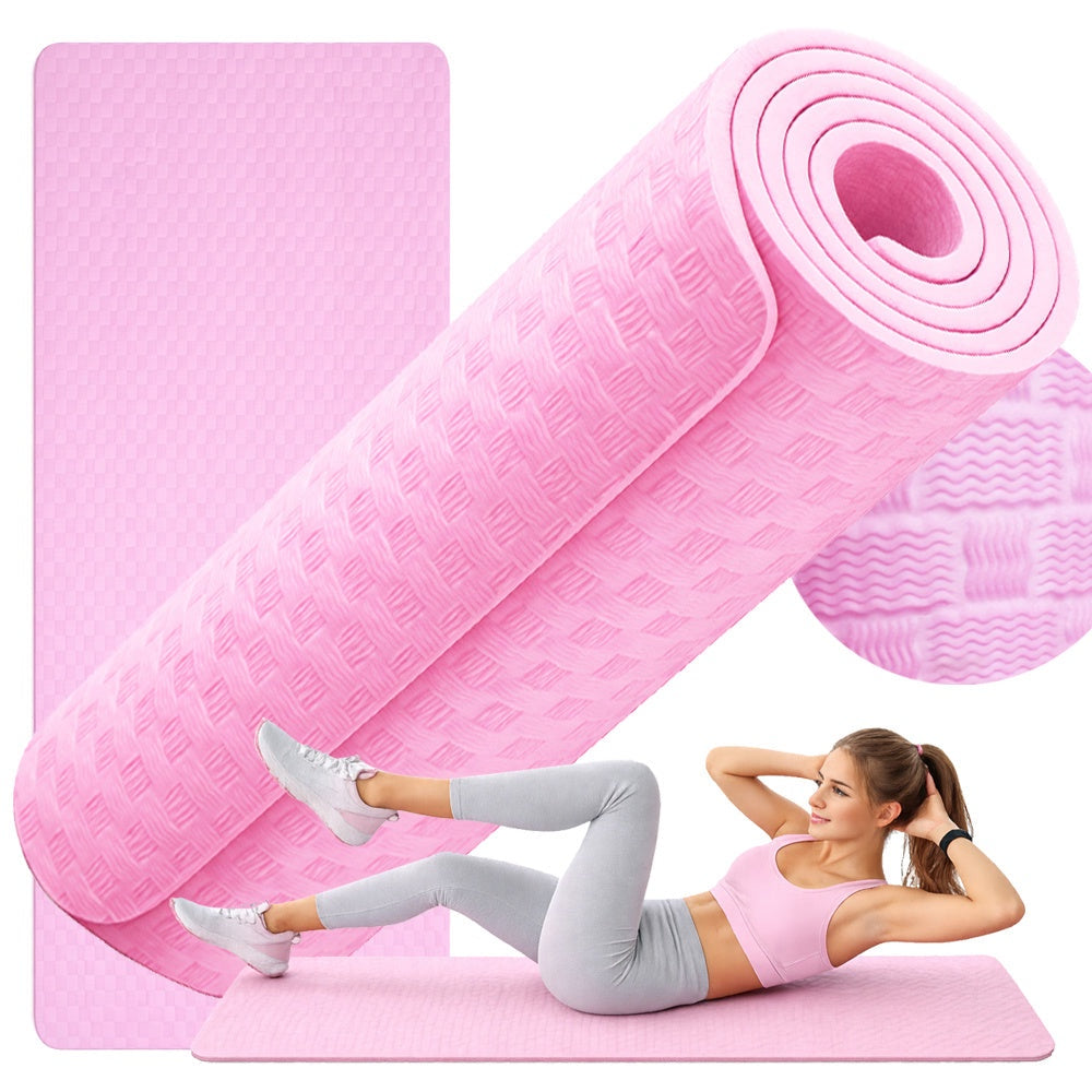 Träningsmatta yoga 180x60 cm 1 cm tjock rosa