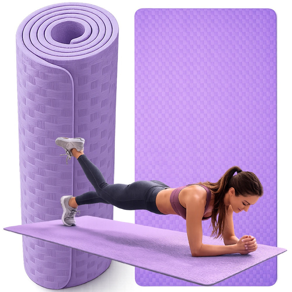 Träningsmatta yoga 190x90 cm 1 cm lila dubbelsidig