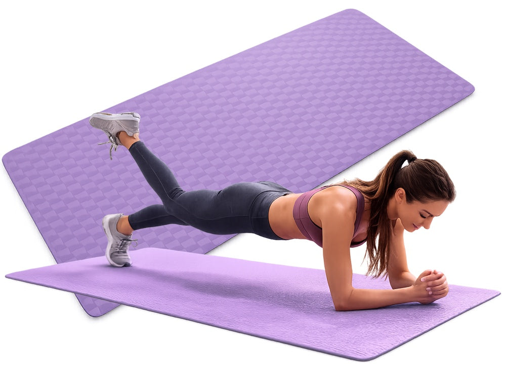 Träningsmatta yoga 190x90 cm 1 cm lila dubbelsidig
