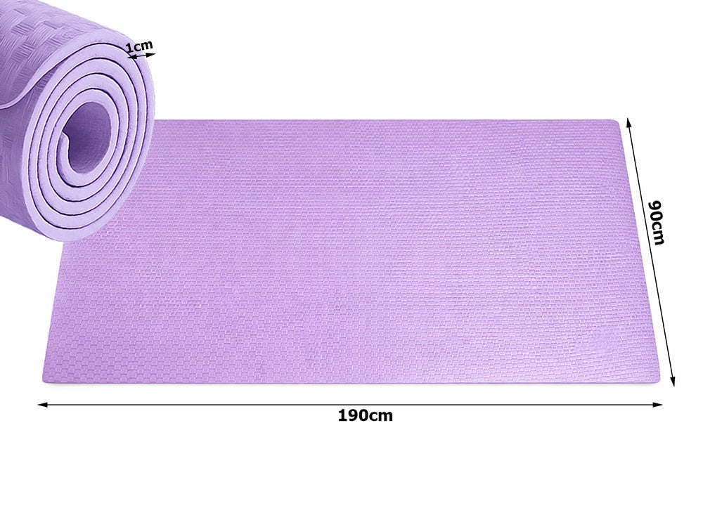 Träningsmatta yoga 190x90 cm 1 cm lila dubbelsidig
