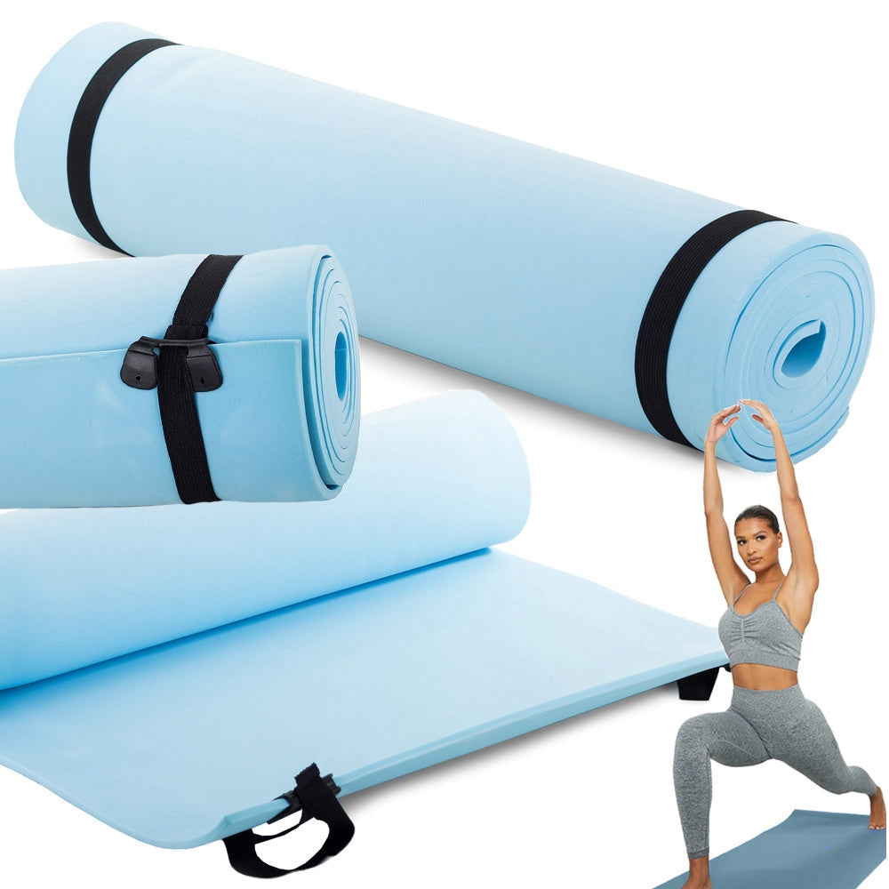 Träningsmatta/yogamatta 50x180 cm 0,5 cm blå med bärremmar