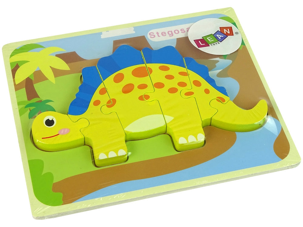 Träpussel dinosaurie 5 mm från 3 år – Stegosaurus gul