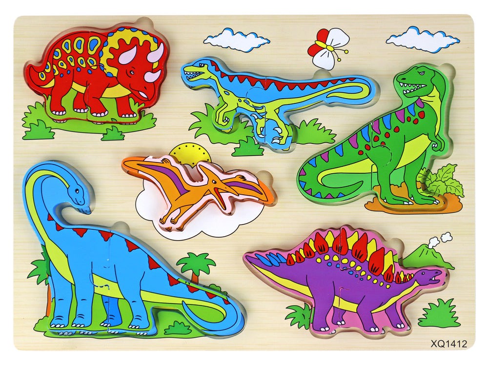 Träpussel dinosaurier 3D 11 delar, 30x22 cm, från 3 år