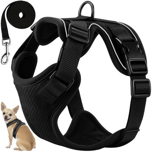 Tryckfri hundsele XS med koppel 150 cm, reflekterande, 3–8 kg