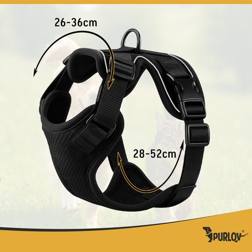 Tryckfri sele hund/katt M med reflex, justerbar + koppel 150 cm