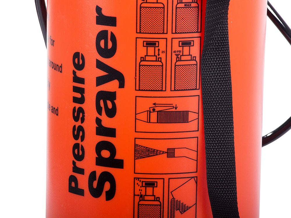 Tryckspruta 10 liter med lans 55 cm justerbart munstycke orange